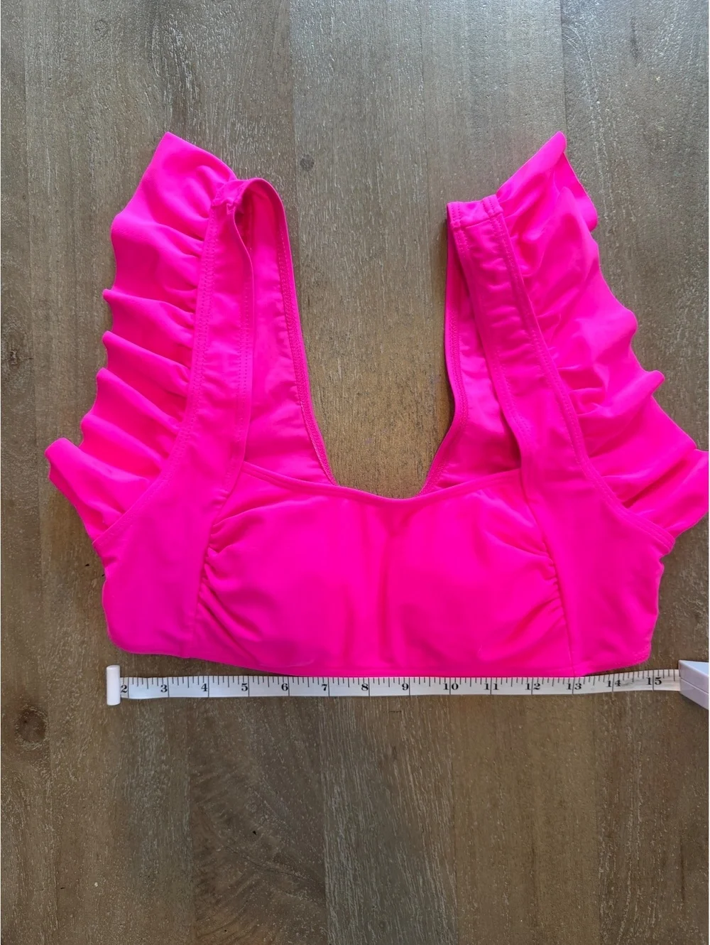 Bright Pink Ruffle Sleeve Bikini Top Size Small Flirty Swimwear Feminine